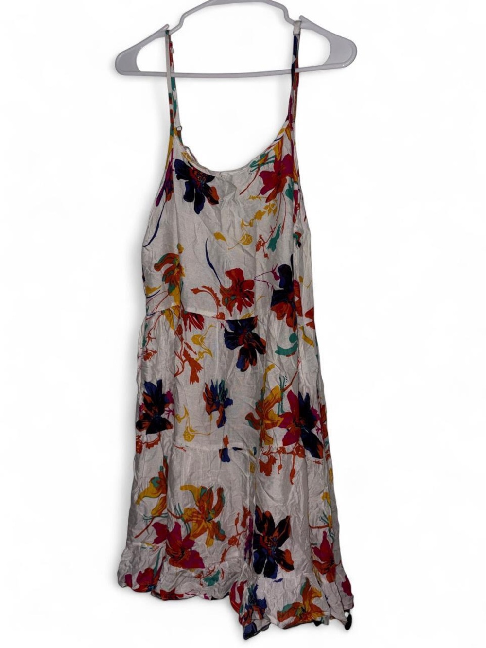 Beach By Exist White Floral Spaghetti-Strap Mini Dress